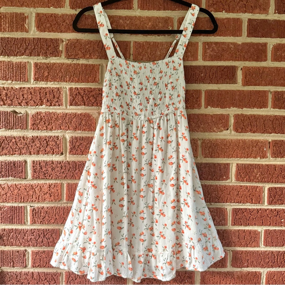 Abercrombie & Fitch Smocked Peach Print Mini Dress XS NWOT